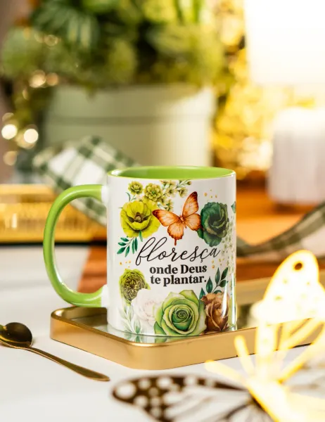 Caneca Floresça Onde Deus Te Plantar (Verde)
